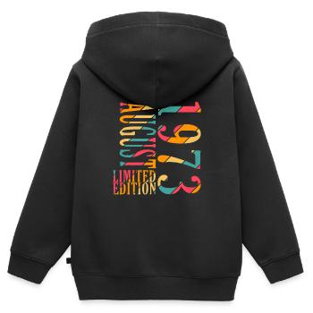 August 1973 Jahrestag August 1973 August - Kinder Premium Organic Zip Hoodie - Schwarz - Hinten - AI Model Kid Male (0cm)