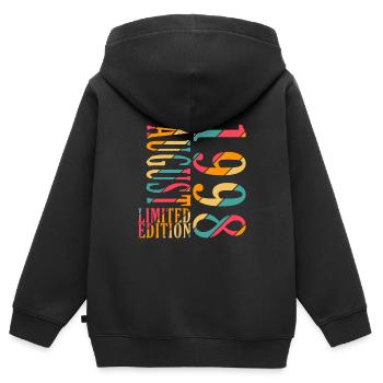 August 1998 Jahrestag August 1998 August - Kinder Premium Organic Zip Hoodie - Schwarz - Hinten - AI Model Kid Male (0cm)