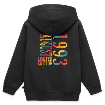 August 1993 Jahrestag August 1993 August - Kinder Premium Organic Zip Hoodie - Schwarz - Hinten - AI Model Kid Male (0cm)