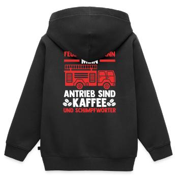 Feuerwehrmann Kaffee Feuerwehr - Kinder Premium Organic Zip Hoodie - Schwarz - Hinten - AI Model Kid Male (0cm)
