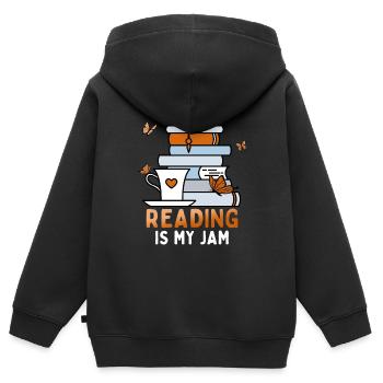 Lesen Ist Mein Hobby Buchliebhaber Lustiger - Kinder Premium Organic Zip Hoodie - Schwarz - Hinten - AI Model Kid Male (0cm)