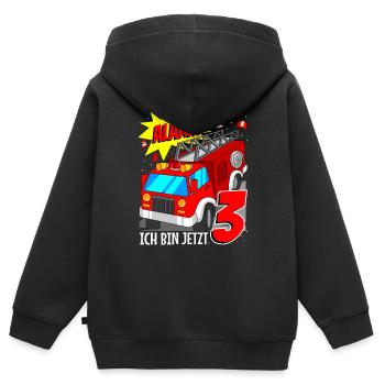 3. Geburtstag Feuerwehr Jungen - Kinder Premium Organic Zip Hoodie - Schwarz - Hinten - AI Model Kid Male (0cm)