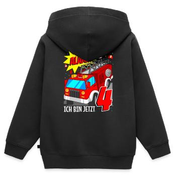 4. Geburtstag Feuerwehr Jungen - Kinder Premium Organic Zip Hoodie - Schwarz - Hinten - AI Model Kid Male (0cm)