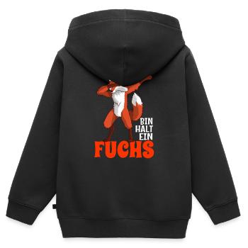 Bin halt ein Fuchs Spruch Jungen Mädchen - Kinder Premium Organic Zip Hoodie - Schwarz - Hinten - AI Model Kid Male (0cm)