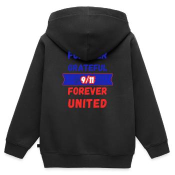 Für immer vereint 9/11 - Kinder Premium Organic Zip Hoodie - Schwarz - Hinten - AI Model Kid Male (0cm)