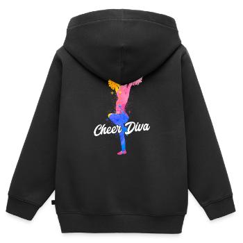 Cheer Diva Cheerleader Cheerleading - Sweat Premium à capuche zippé enfant bio - noir - Dos - AI Model Kid Male (0cm)