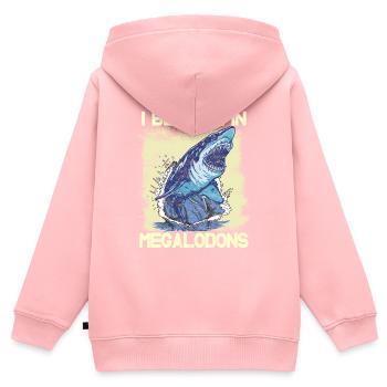 Je crois aux mégalodons - Sweat Premium à capuche zippé enfant bio - rose - Dos - AI Model Kid Female (0cm)
