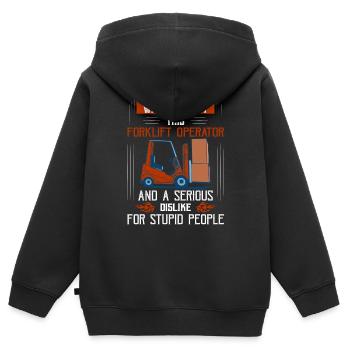Walk Away This Forklift Operator Has Anger Issues - Kinder Premium Organic Zip Hoodie - Schwarz - Hinten - AI Model Kid Male (0cm)
