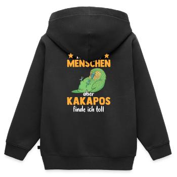 Kakapo finde ich toll flugunfähiger Papagei Kakapo - Kinder Premium Organic Zip Hoodie - Schwarz - Hinten - AI Model Kid Male (0cm)
