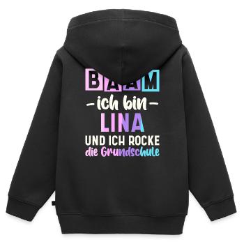 Name Lina Geschenk Grundschule - Kinder Premium Organic Zip Hoodie - Schwarz - Hinten - AI Model Kid Male (0cm)