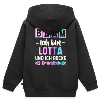 Name Lotta Geschenk Grundschule - Kinder Premium Organic Zip Hoodie - Schwarz - Hinten - AI Model Kid Male (0cm)