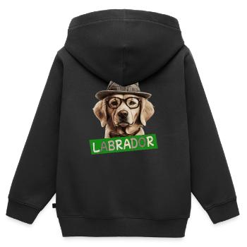 Labrador mit Hut Hundemama Hundepapa Labbi Wauwau - Kinder Premium Organic Zip Hoodie - Schwarz - Hinten - AI Model Kid Male (0cm)