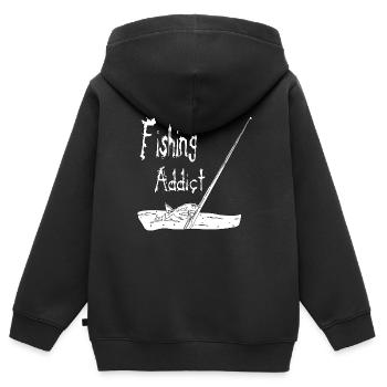 SÜCHTIGER NACH ANGELN - Kinder Premium Organic Zip Hoodie - Schwarz - Hinten - AI Model Kid Male (0cm)