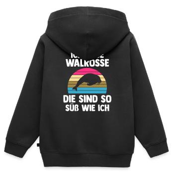 Walross - Kinder Premium Organic Zip Hoodie - Schwarz - Hinten - AI Model Kid Male (0cm)