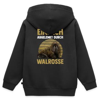 Walross - Kinder Premium Organic Zip Hoodie - Schwarz - Hinten - AI Model Kid Male (0cm)
