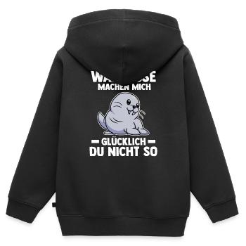 Walross - Kinder Premium Organic Zip Hoodie - Schwarz - Hinten - AI Model Kid Male (0cm)