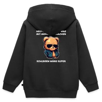 Ich Hasse Menschen Lustige Sprüche - Kinder Premium Organic Zip Hoodie - Schwarz - Hinten - AI Model Kid Male (0cm)
