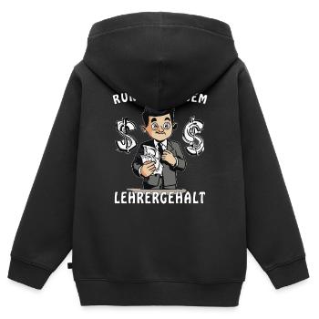 LEHRER RUNTER MIT DEM LEHRERGEHALT - Kinder Premium Organic Zip Hoodie - Schwarz - Hinten - AI Model Kid Male (0cm)