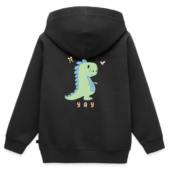 Dino Yay - cute cartoon Dinosaur - Kinder Premium Organic Zip Hoodie - Schwarz - Hinten - AI Model Kid Male (0cm)