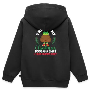 C’est ma chemise de Noël Poojama je veux dire - Sweat Premium à capuche zippé enfant bio - noir - Dos - AI Model Kid Male (0cm)