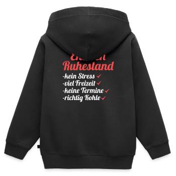 Ruhestand Pension Rente Rentner - Kinder Premium Organic Zip Hoodie - Schwarz - Hinten - AI Model Kid Male (0cm)