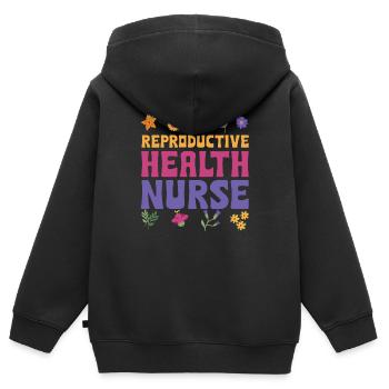 Krankenschwester für Reproduktionsgesundheit - Kinder Premium Organic Zip Hoodie - Schwarz - Hinten - AI Model Kid Male (0cm)