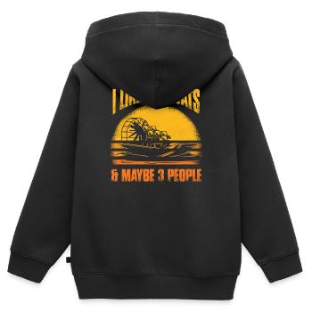 I Like Airboats & Maybe 3 People Propeller Swamp H - Kinder Premium Organic Zip Hoodie - Schwarz - Hinten - AI Model Kid Male (0cm)