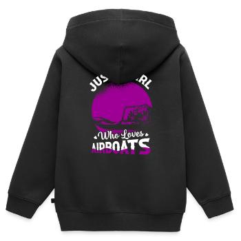 Just A Girl Who Loves Airboats Hydroplane Propelle - Kinder Premium Organic Zip Hoodie - Schwarz - Hinten - AI Model Kid Male (0cm)