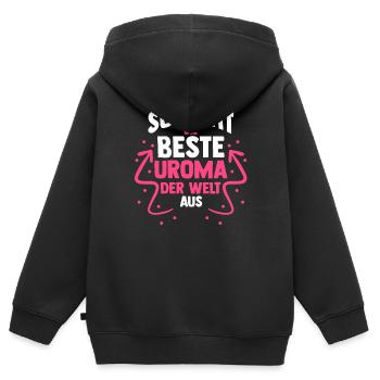 Urgroßmutter Beste Uroma - Kinder Premium Organic Zip Hoodie - Schwarz - Hinten - AI Model Kid Male (0cm)