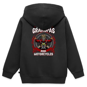 Cool Opa Biker - Kinder Premium Organic Zip Hoodie - Schwarz - Hinten - AI Model Kid Male (0cm)