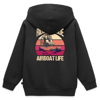 Ride To Slide Airboat Life Propeller Swamp Hydropl - Kinder Premium Organic Zip Hoodie - Schwarz - Hinten - AI Model Kid Male (0cm)