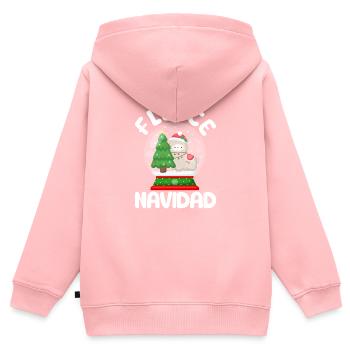 Fleece Feliz Navidad Llama Weihnachten Schaf - Kinder Premium Organic Zip Hoodie - Rosa - Hinten - AI Model Kid Female (0cm)