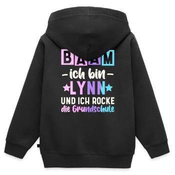 Name Lynn Geschenk Grundschule - Kinder Premium Organic Zip Hoodie - Schwarz - Hinten - AI Model Kid Male (0cm)