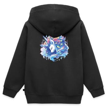 Licornes Licornes Licorne fête Licornes - Sweat Premium à capuche zippé enfant bio - noir - Dos - AI Model Kid Male (0cm)
