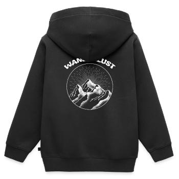 Wanderlust Hiking Lovers Hiking - Sweat Premium à capuche zippé enfant bio - noir - Dos - AI Model Kid Male (0cm)