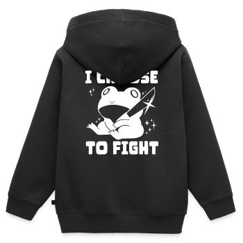 Je choisis le combat - Sweat Premium à capuche zippé enfant bio - noir - Dos - AI Model Kid Male (0cm)