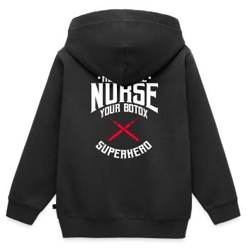 Infirmière esthétique Dicton - Sweat Premium à capuche zippé enfant bio - noir - Dos - AI Model Kid Male (0cm)