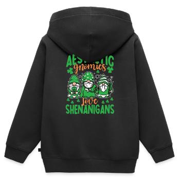 Nains esthétiques de la Saint-Patrick - Sweat Premium à capuche zippé enfant bio - noir - Dos - AI Model Kid Male (0cm)