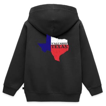 Ihr alle braucht Texas - Kinder Premium Organic Zip Hoodie - Schwarz - Hinten - AI Model Kid Male (0cm)