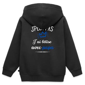 J'peux pas j ai Bêtise Avec Papa - Sweat Premium à capuche zippé enfant bio - noir - Dos - AI Model Kid Male (0cm)