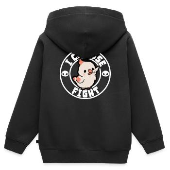 Je choisis le combat - Sweat Premium à capuche zippé enfant bio - noir - Dos - AI Model Kid Male (0cm)