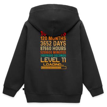 10 Years Birthday 120 Months Level 11 Loading - Kids Premium Organic Zip-up Hoodie - black - Back - AI Model Kid Male (0cm)