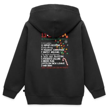12 Tage Atmungstherapeut Weihnachten Lustig RT - Kinder Premium Organic Zip Hoodie - Schwarz - Hinten - AI Model Kid Male (0cm)