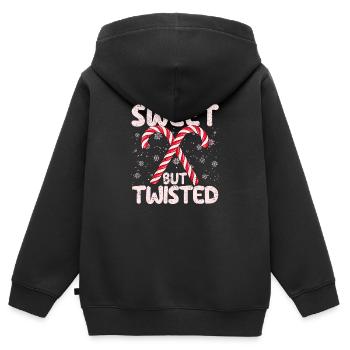 Süßer aber verdrehter lustiger Zuckerstangen - Kinder Premium Organic Zip Hoodie - Schwarz - Hinten - AI Model Kid Male (0cm)