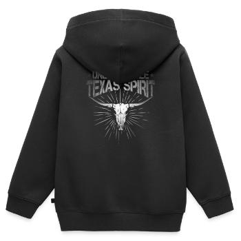 L’ texan incassable - Sweat Premium à capuche zippé enfant bio - noir - Dos - AI Model Kid Male (0cm)