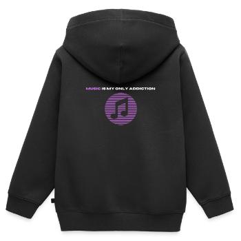 MUSIK IST MEINE EINZIGE SUCHT - Kinder Premium Organic Zip Hoodie - Schwarz - Hinten - AI Model Kid Male (0cm)