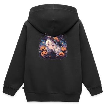 Sorcière Helloween Sorcières Tenue Sorcières Sorcières - Sweat Premium à capuche zippé enfant bio - noir - Dos - AI Model Kid Male (0cm)