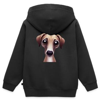 Schlankes und schnelles Greyhound-Artwork - Kinder Premium Organic Zip Hoodie - Schwarz - Hinten - AI Model Kid Male (0cm)