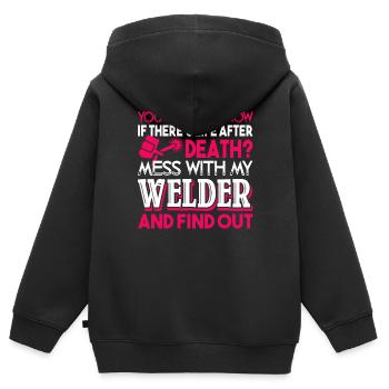 Welder Never Mess With Welder - Kids Premium Organic Zip-up Hoodie - black - Back - AI Model Kid Male (0cm)