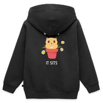 Lustige Katze Im Blumentopf Katzenliebhaber Humor - Kinder Premium Organic Zip Hoodie - Schwarz - Hinten - AI Model Kid Male (0cm)